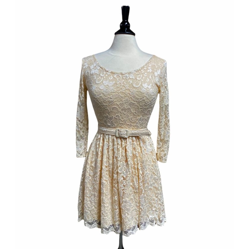 Arden B. Cream 3/4 Sleeve Lace Dress Size XS